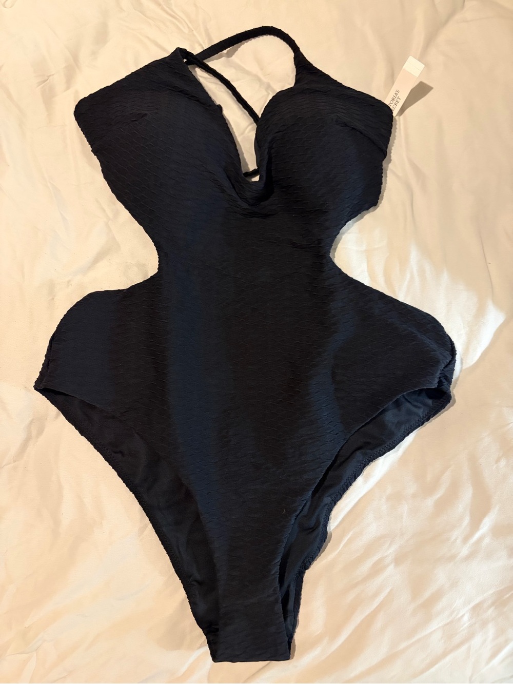 Victoria’s Secret Black Textured High leg One-Piece Swimsuit